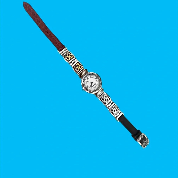 Brighton Camden 2-Tone Reversible Watch.  Black & Brown with new battery main image 4